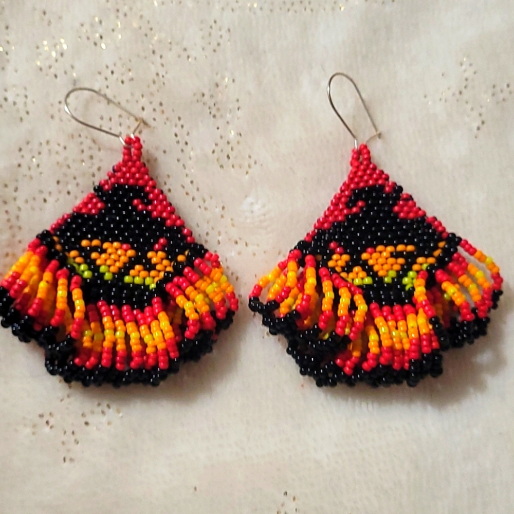 Handbeaded Trail Of Tears Earrings